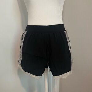 Women's Black Soft Shorts with Lace Trim